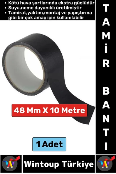 Ultra Güçlü Su Neme Dayanıklı Çok Amaçlı Montaj Onarım İzolasyon Tamir Bantı Siyah 48 Mm x 10 Metre ürün görseli 1