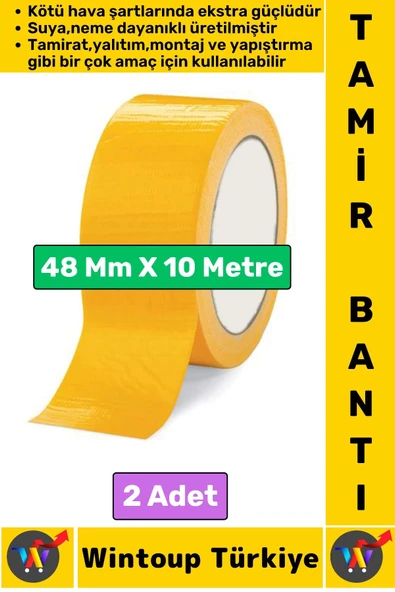 Ultra Güçlü Su Neme Dayanıklı Çok Amaçlı Montaj Onarım İzolasyon Tamir Bantı Sarı 48 Mmx10 Mtr 2 Adt ürün görseli 1