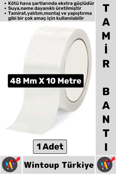 Ultra Güçlü Su Neme Dayanıklı Çok Amaçlı Montaj Onarım İzolasyon Tamir Bantı Beyaz 48 Mm x 10 Metre ürün görseli 1