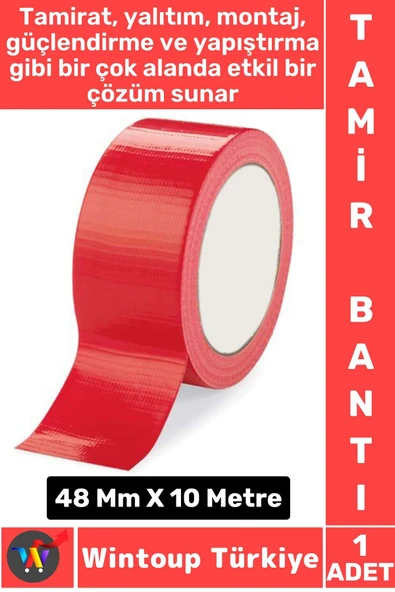 Uzun Ömürlü Su Nem Küfe Dayanıklı Çok Amaçlı KIRMIZI Montaj Onarım Tamir Bantı 48 Mm X 10 Metre ürün görseli 1