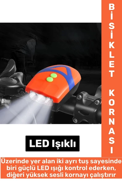 Dayanıklı Kolay Montaj Yaümur Suyuna Dayanıklı Outdoor Gece Sürüşü Güvenlik Ledli Bisiklet Kornası ürün görseli 1