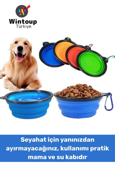 Dayanıklı Silikon Hijyenik Kedi Köpek Akordeon Katlanabilir Askı Aparatlı Evcil Hayvan Mama Su Kabı ürün görseli 1