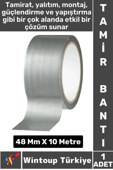 Uzun Ömürlü Su Nem Küfe Dayanıklı Çok Amaçlı GRİ Montaj Onarım Tamir Bantı 48 Mm X 10 Metre ürün görseli 1