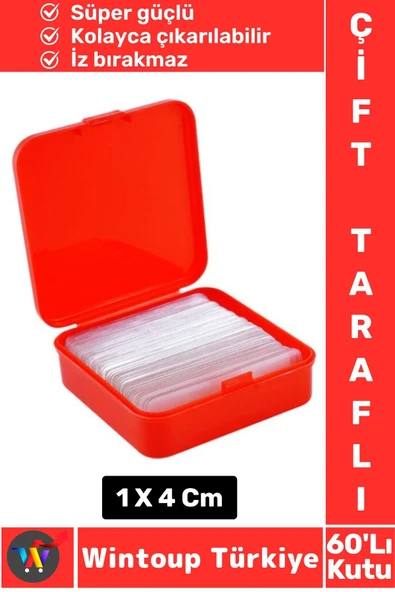 İz Bırakmaz Dayanıklı Pratik Tablo Çerçeve Küçük Obje Çift Taraflı Nano Jel Şeffaf Bant 60'lı Kutu ürün görseli 1