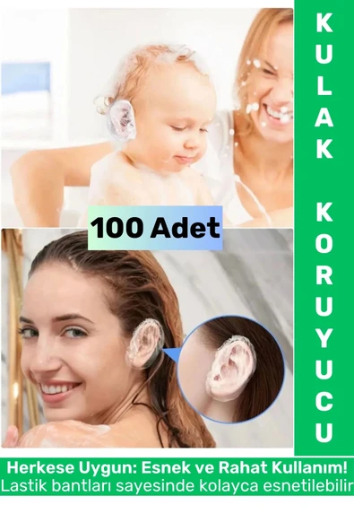 Yetişkin Çocuk Kullanım Banyo Deniz Havuz Yüzme Su Kaçma Önleyen Koruyucu Esnek Kulak Bonesi 100 Adt ürün görseli 1