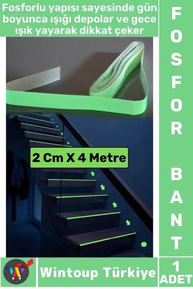 Karanlıkta Parlayan Acil Durum Çıkış Merdiven Kenar Esnek Güçlü Yapışkan Fosfor Bant 2 Cm X 4 Metre ürün görseli 1