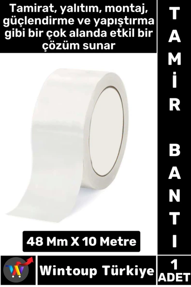 Uzun Ömürlü Su Nem Küfe Dayanıklı Çok Amaçlı BEYAZ Montaj Onarım Tamir Bantı 48 Mm X 10 Metre ürün görseli 1