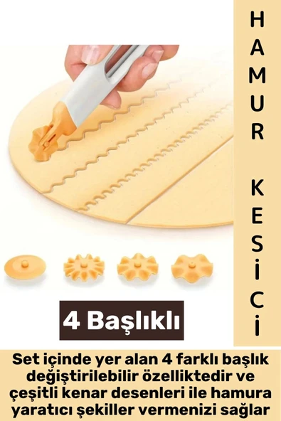 Dayanıklı Ergonomik Hamur Makarna Kurabiye Değiştirilebilir 4 Başlıklı Şekillendirici Hamur Kesici ürün görseli 1