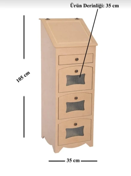 Ahşap Mdf Boyanabilir 5 Bölmeli Telli Çok Amaçlı Dolap ürün görseli 1