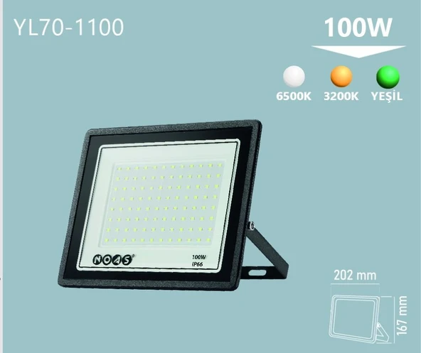 NOAS 100 Watt Ultra Slim Led Projektör Beyaz ( 2 Adet ) ürün görseli 1