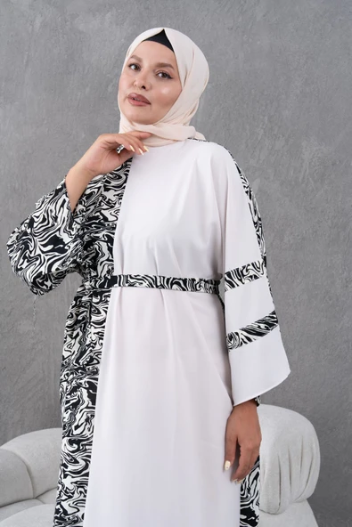 Desenli Garnili Salaş Elbise - Resim 4