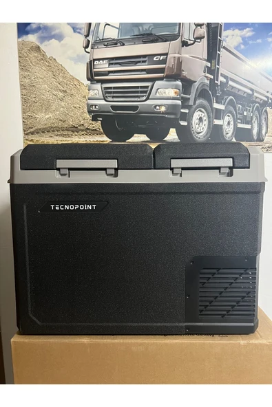 GUMUSONLINE tecnopoint 50lt Çift Bölmeli 220 Volt Adaptör Hediyeli Çift Beyin Yeni Nesil Araç Oto Buzdolabı ürün görseli 1