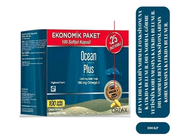 Ocean Plus Balık Yağı 1200 mg 100 Kapsül ürün görseli 1
