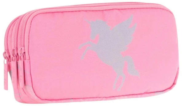 Kaukko Kids Üç Bölmeli Pembe, Unicorn, Kız Çocuk Okul Kalem Çantası - L8218 ürün görseli 1