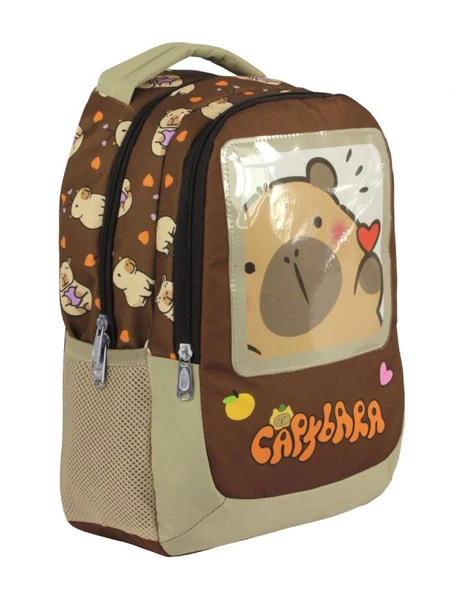 Capybara Erkek Çocuk İlkokul Okul Sırt Çantası - Kahverengi - 5209 ürün görseli 1