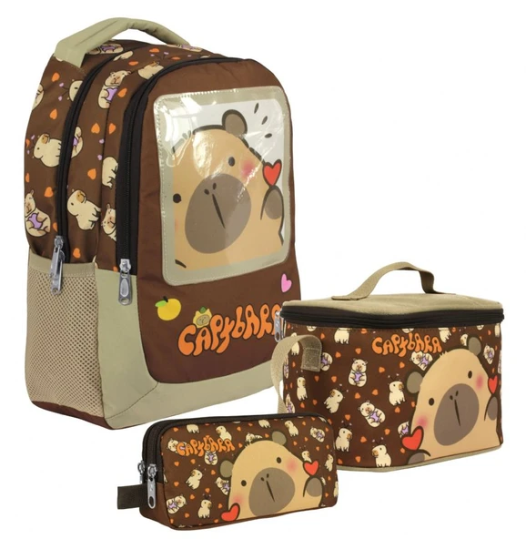 Capybara (Erkek Çocuk - Kahverengi) İlkokul Üçlü Çanta Seti - SETCPB5209A ürün görseli 1