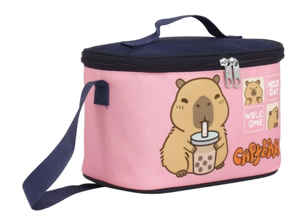 Capybara Kız Çocuk Isı Yalıtımlı Beslenme Çantası - Lacivert - Pembe - 5204 ürün görseli 1