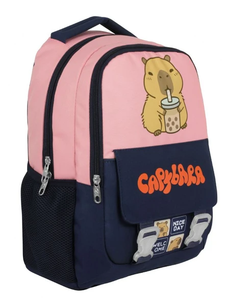 Capybara Kız Çocuk İlkokul Okul Sırt Çantası - Siyah - Pembe - 5203 ürün görseli 1