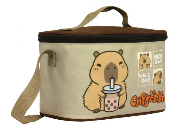 Capybara Erkek Çocuk Isı Yalıtımlı Beslenme Çantası - Kahverengi - Bej - 5201 ürün görseli 1