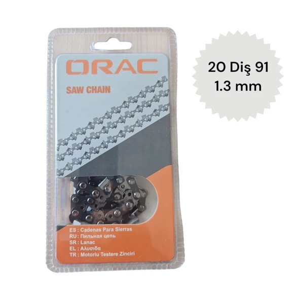 Kesik Zincir ORAC 91 – 1.3 mm, 20 Diş, Yuvarlak Ağız | Dayanıklı ve Pürüzsüz Kesim Performansı ürün görseli 1