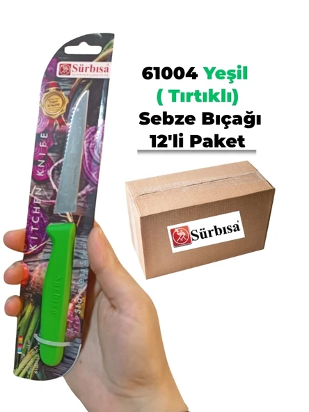 Sürbisa 61004 Sebze Bıçağı Yeşil Lz1 Koli (12 adet Tırtıklı ) ürün görseli 1