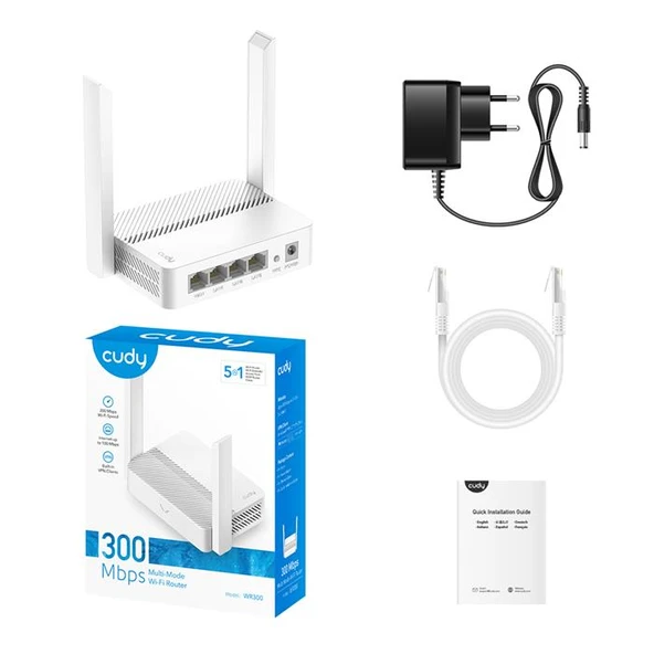 Cudy Wr300 4 Port 10/100Mbps 300Mbps 2Xanten Masaüstü Router ürün görseli 1