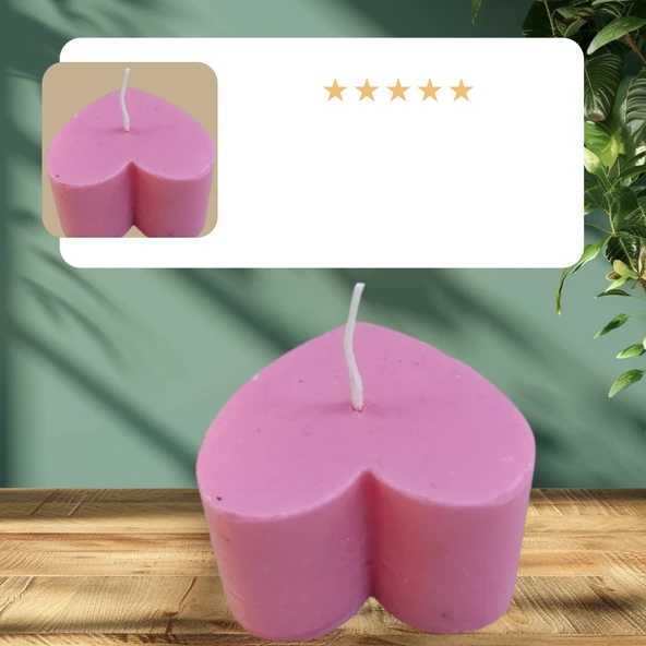Romantik kalp görünümlü koku aromalı dekoratif doğal mum ürün görseli 1