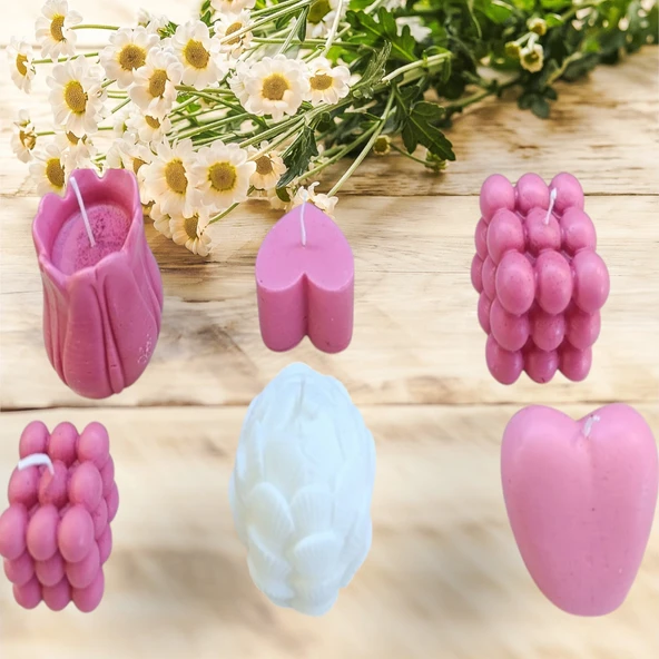 Doğal yapım kokulu 6 lı set Dekoratif  mum ürün görseli 1