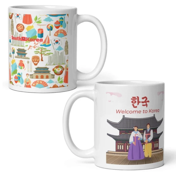 Güney Kore Kupa Bardak 2 Adet Seyahat Hatıra South Korea Mug ürün görseli 1