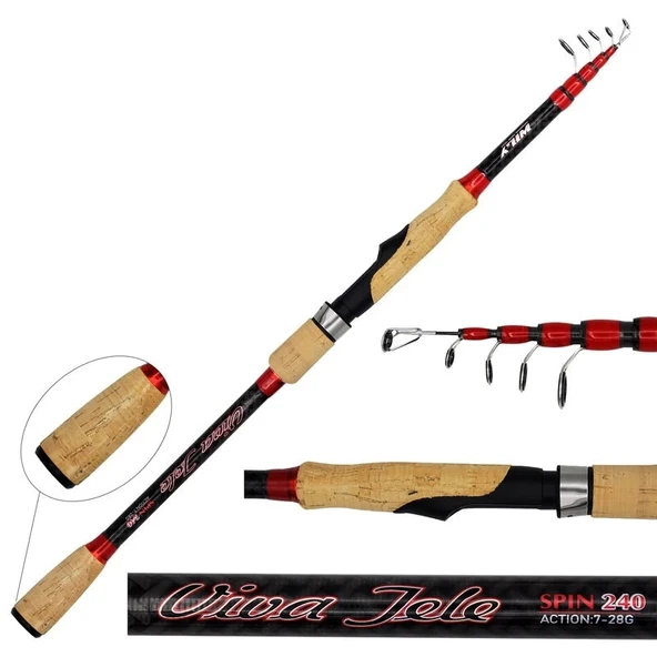 Wily Viva 240 cm 7-28 gr Teleskopik Spin  Kamış ürün görseli 1