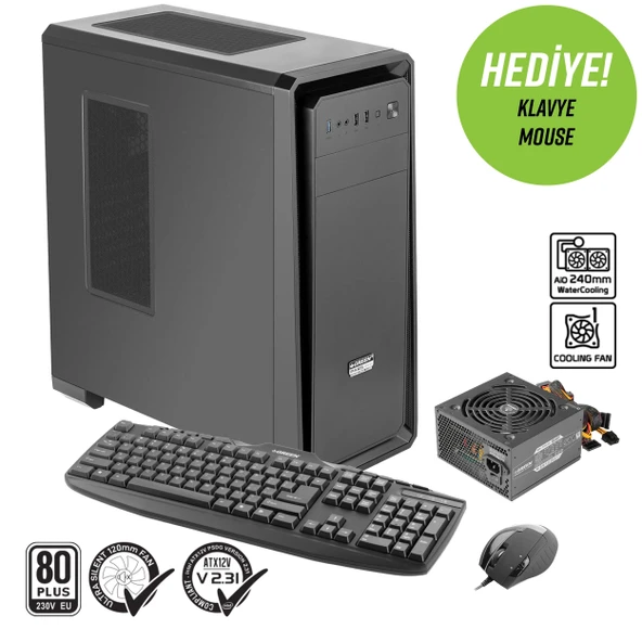 Green Pars Evo Skd 1X120MM 1x3.2 2x2.0 USB Bilgisayar Kasası (300W 80+ Standart Sertifikalı UPS) ürün görseli 1
