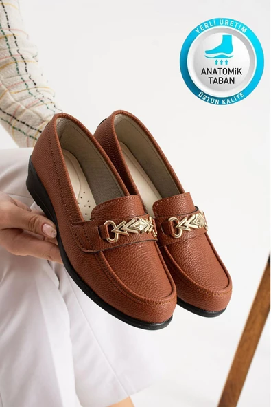 Albishoes Anatomik Kadın Babet Zincir Tokalı Hafif Rahat Taban Şık Günlük Ayakkabı Anne Ayakkabısı ürün görseli 1