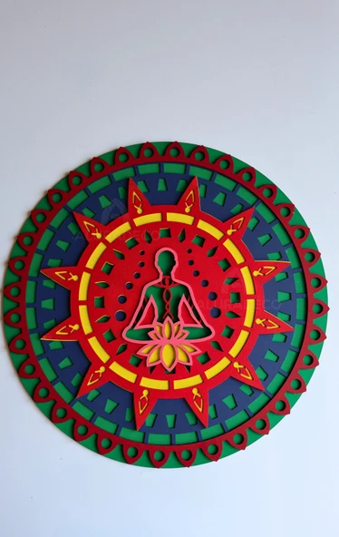 Ev Dekoru Lotus Mandala Çakra Temalı Ahşap Duvar Dekoru - Resim 5