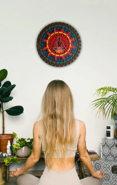 Ev Dekoru Lotus Mandala Çakra Temalı Ahşap Duvar Dekoru - Resim 7