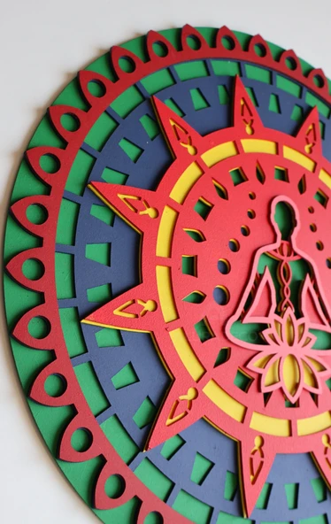 Ev Dekoru Lotus Mandala Çakra Temalı Ahşap Duvar Dekoru ürün görseli 1
