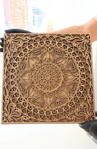 Bohem Ev Dekoru 3'lü Kare Mandala Seti Duvar Süsü - Resim 3