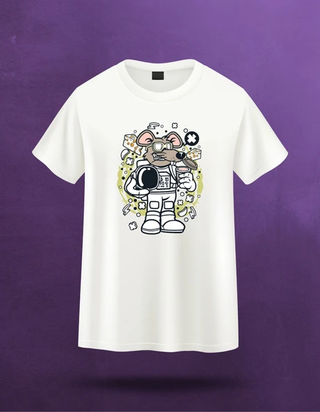 Astronot Fare Karikatür Dijital T-Shirt Tasarımı ürün görseli 1