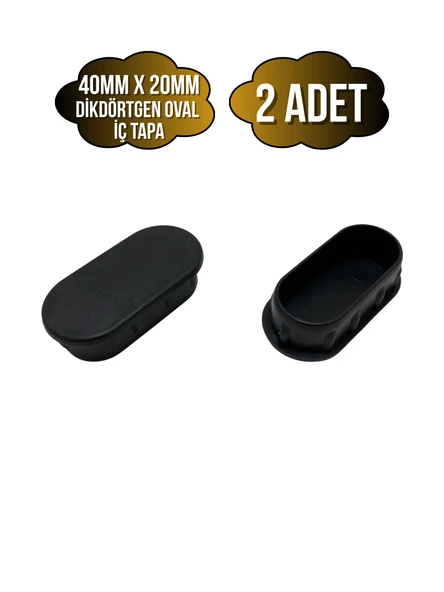 Oval Demir Profil İç Tapa Geçme Plastik Ayak Geçme Koruma Plastiği(40MM x 20MM)(SİYAH) Siyah 40mm x 20mm SİYAH - 2 ADET ürün görseli 1