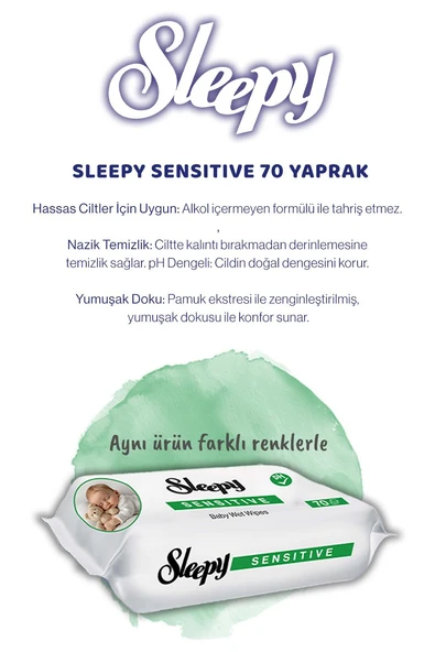 Sleepy Sensitive 70'li Islak Bebek Havlusu - Resim 4