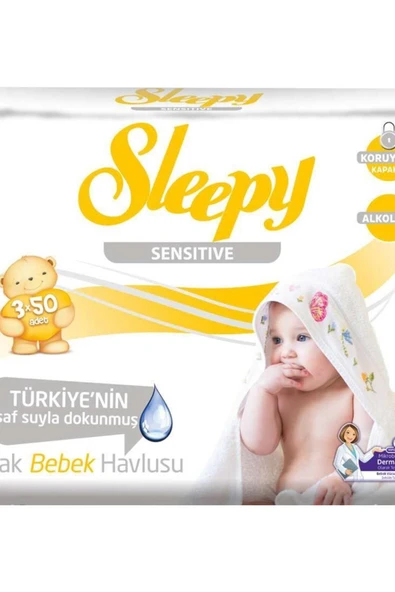 Sleepy Sensitive Islak Bebek Havlu 3x50'li ürün görseli 1