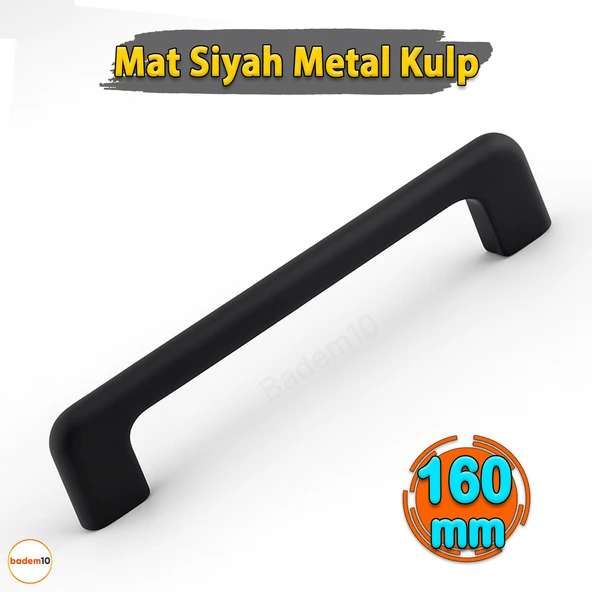 Ilıca Mat Siyah Metal Kulp 160 mm - 16 cm Mobilya Çekmece Mutfak Dolabı Dolap Kulpları Kulbu Kulpu ürün görseli 1