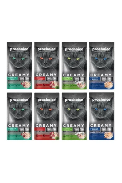ProChoice Creamy Sıvı Kedi Ödül Maması 8'li karma Set ürün görseli 1