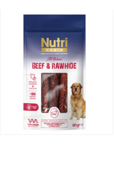 Nutri Canin Rawhide Kemik Sığır 80gr Small-Medium - Kalsiyum, Kolajen ve Bağışıklık Desteği İçerir ürün görseli 1