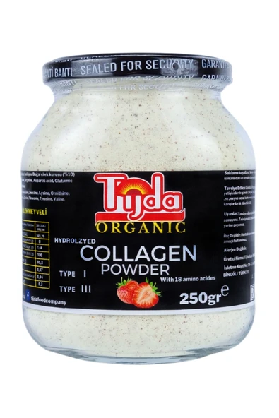 TİJDA Organic Çilekli Collagen Powder 250 Gr.(% 100 Saf) ürün görseli 1