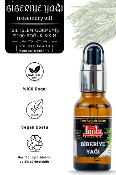 TİJDA Biberiye Yağı 20 ml ( %100 Soğuk Sıkım ) Saç Bakımı ürün görseli 1
