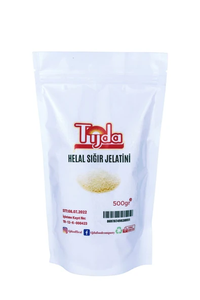 TİJDA Jelatin Sığır Toz 500 Gr.(% 100 SAF SIĞR YENİLEBİLİR, DOMUZ İÇERMEZ, HELAL SERTİFİKALI) ürün görseli 1