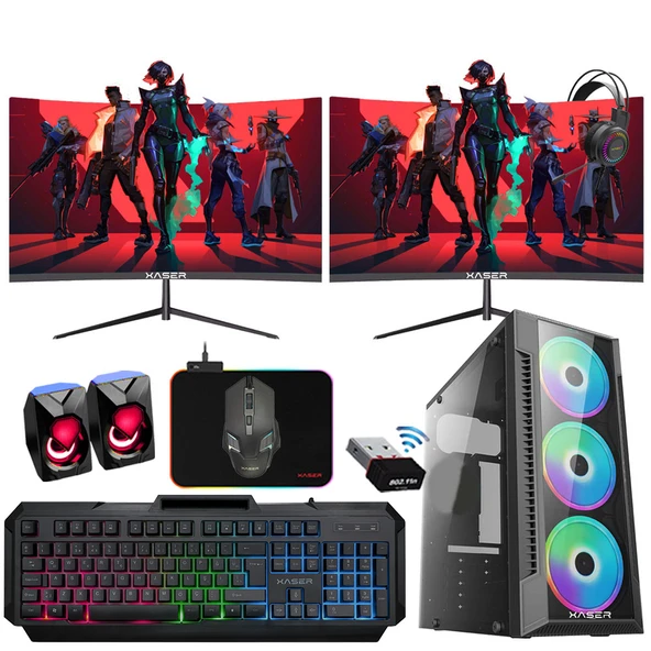 Xaser Xsr1186 Ryzen 5 5500 16GB Ram 512GB M.2 NVMe SSD 4GB GT740 23.8 100Hz Dual Curved Oyuncu Tavsiye Sistem ürün görseli 1