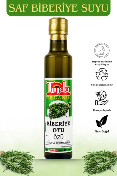TİJDA Biberiye Özü(SUYU)saf Taze Bitkiden Üretilmiştir.saç Bakımı Için 250 ml (SALVİA ROSMARİNUS) ürün görseli 1