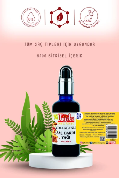TİJDA Tüm Saçlar Saç Bakım Yağı 50 ml Hair Care Oil Yeni Formül Biberiye Yağı ürün görseli 1
