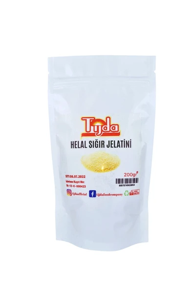 TİJDA Toz Sığır Jelatini Sertifikalı Yenilebilir 200 gr (%100 SAF SIĞR, DOMUZ İÇERMEZ) ürün görseli 1
